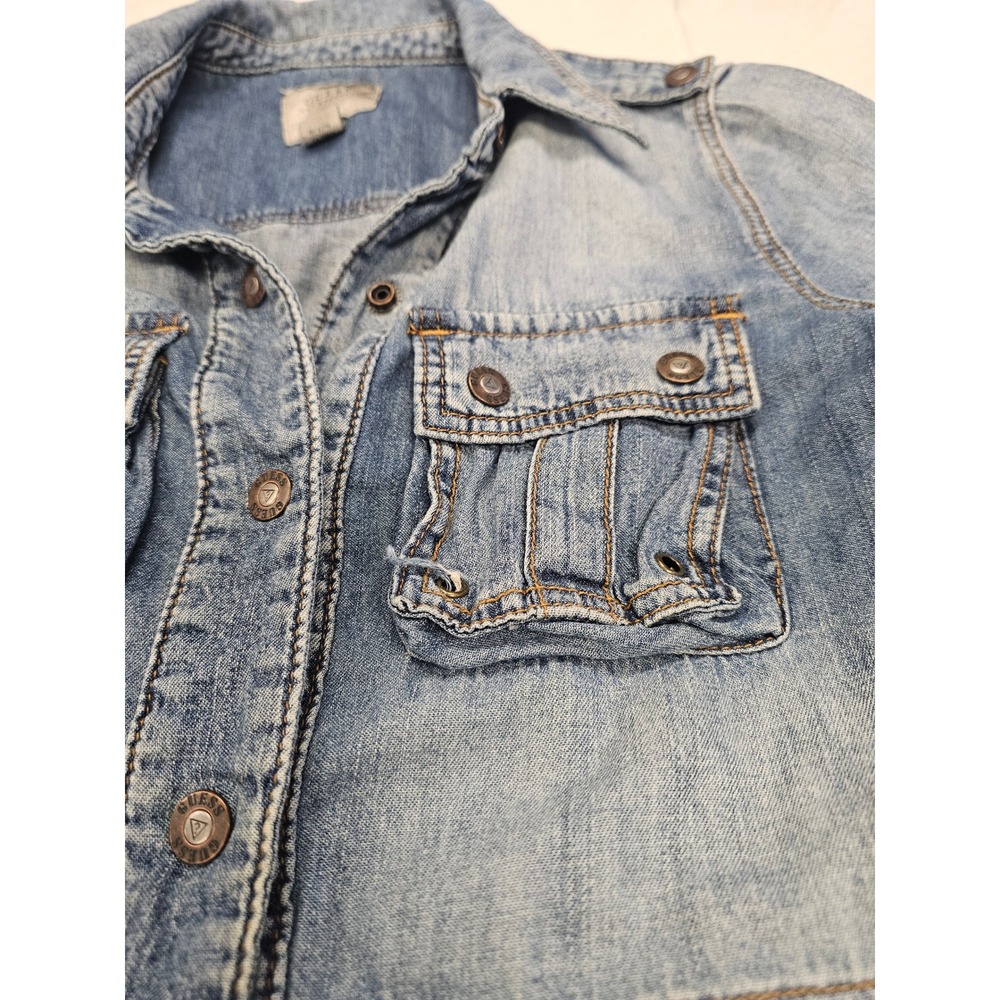 Guess Los Angeles Womens Denim Utility Jacket Medium Wash Drawstring Waist M - Picture 6 of 11